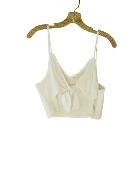 Aerie White Tie Front Cropped Camisole XL